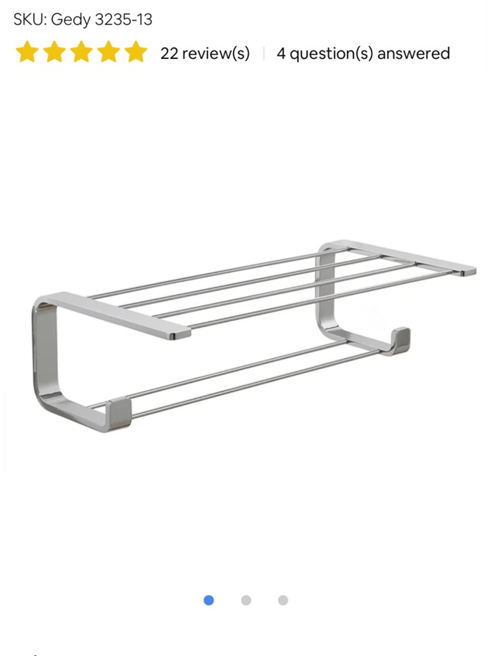 Gedy  Chrome Towel Rack with Shelf NIB